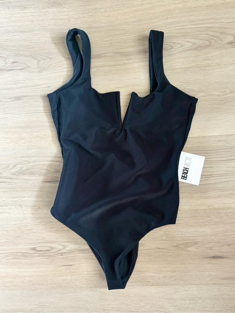 Beach Riot Tropez V-Wire Rib One-Piece Swimsuit MSRP $178